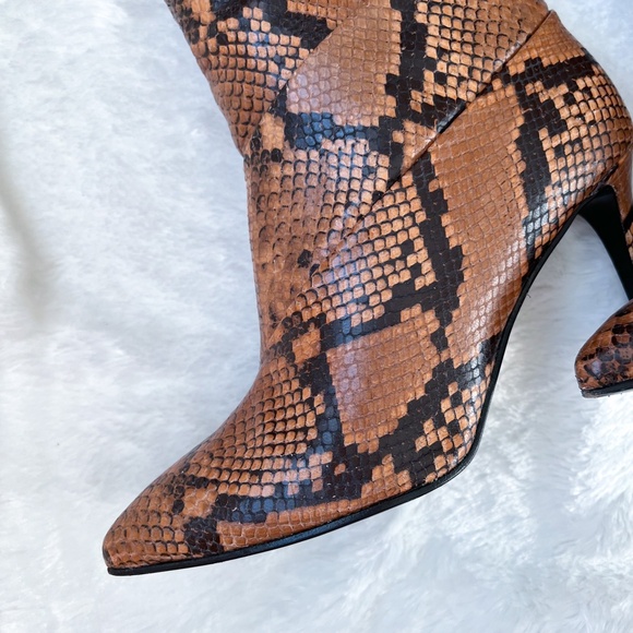 Luca Valentini Made in Italy Brown Camel Reptile OTK Over The Knee Boots 40 - Picture 12 of 17